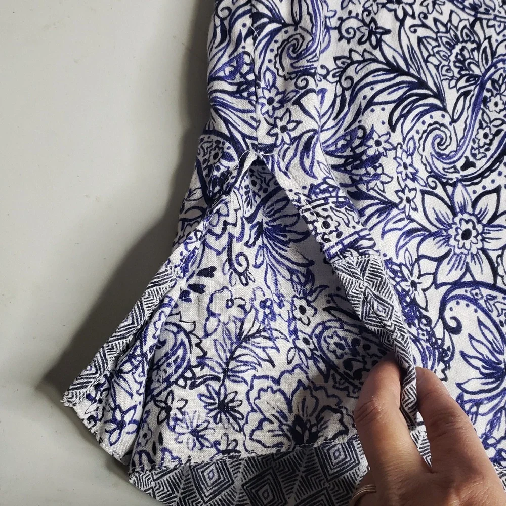 Sigrid Olsen Women 100% Linen Floral Boho 3/4 Sleeves Tunic Top Size 1X Coastal - Picture 14 of 14